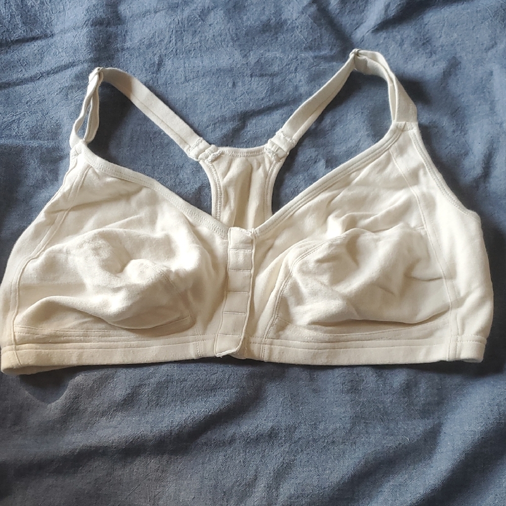 Cottonique Organic Cotton Front Closure Cream Bra 40D EXC!